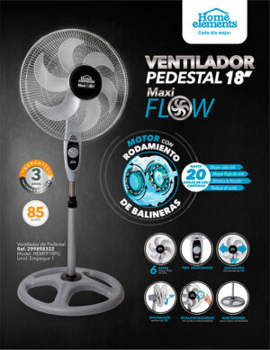 Ventilador de pedestal gris maxiflow élite Home Elements 3 Ventilador de pedestal gris maxiflow élite Home Elements